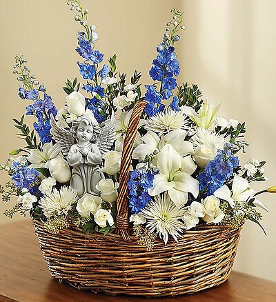 Heavenly Angel™ Blue and White Basket
