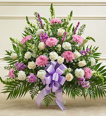 Tribute Lavender & White Floor Basket Arrangement