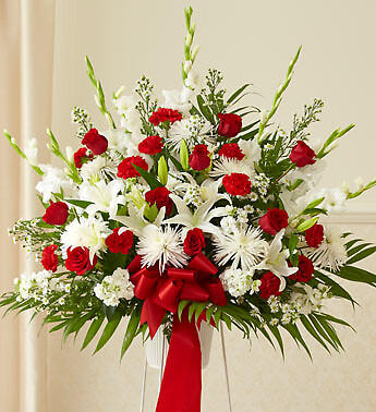 Heartfelt Sympathies Red & White Standing Basket