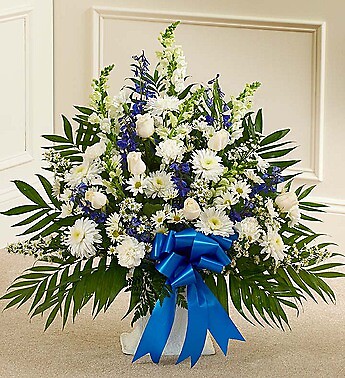Tribute Blue & White Floor Basket Arrangement