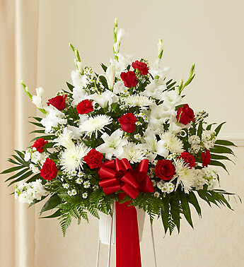 Heartfelt Sympathies Red & White Standing Basket